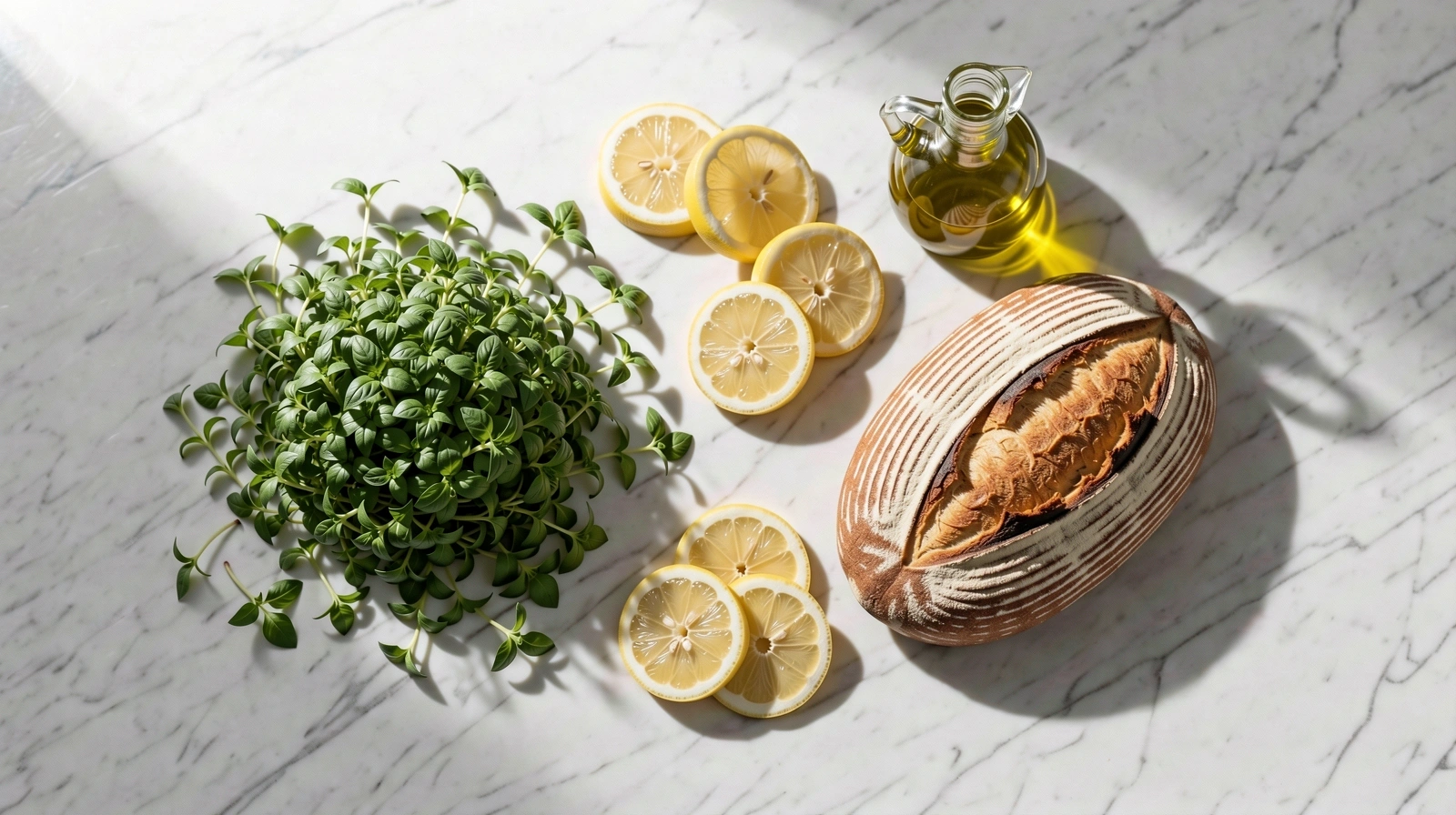 Ingrediente proaspete pe un blat de marmură